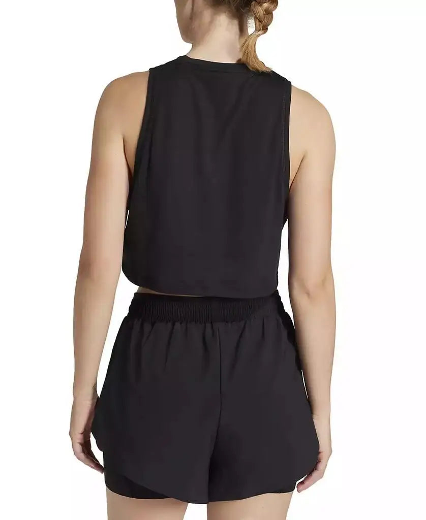 Adidas Women's Sleeveless Tank Top Round Neck for Fitness Gym Running Workout in Black/White