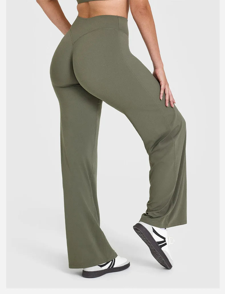 Casual sports fitness straight-leg pants for women soft breathable without awkward leggings ties yoga wide-leg sports pants
