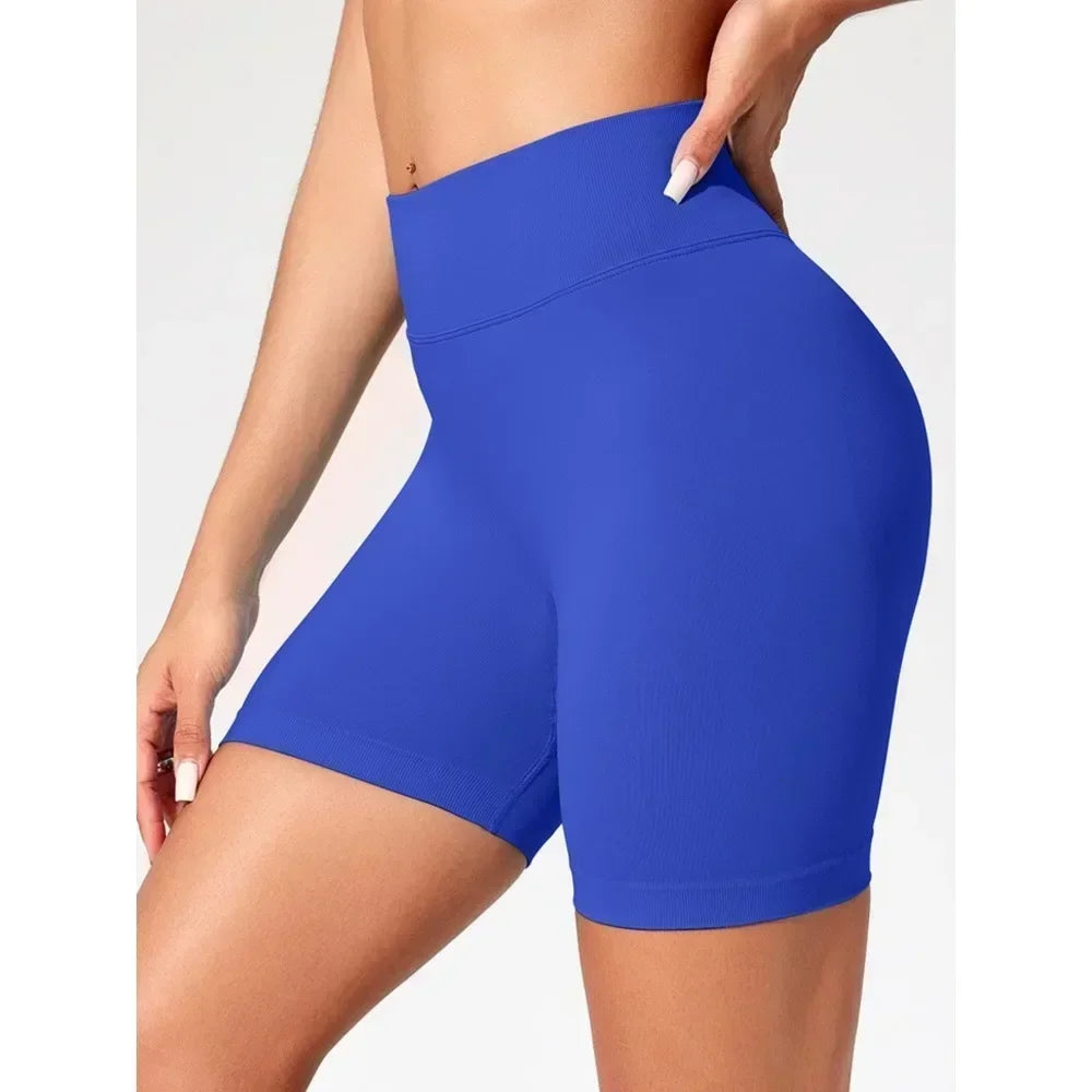 Summer Women's Gym Yoga Shorts High Waist Seamless Tight Fitting Lifted Buttocks Sexy Solid Color Shorts Exercise Yoga Leggings