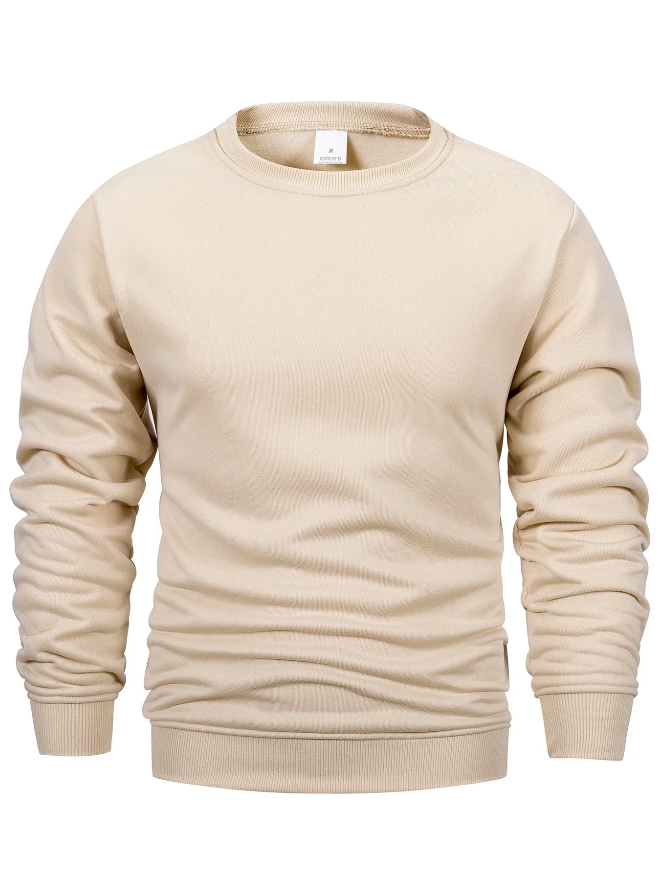 Men's crew neck sweatshirt sweatshirt solid sportswear outdoor casual daily long-sleeved pullover men's sportswear
