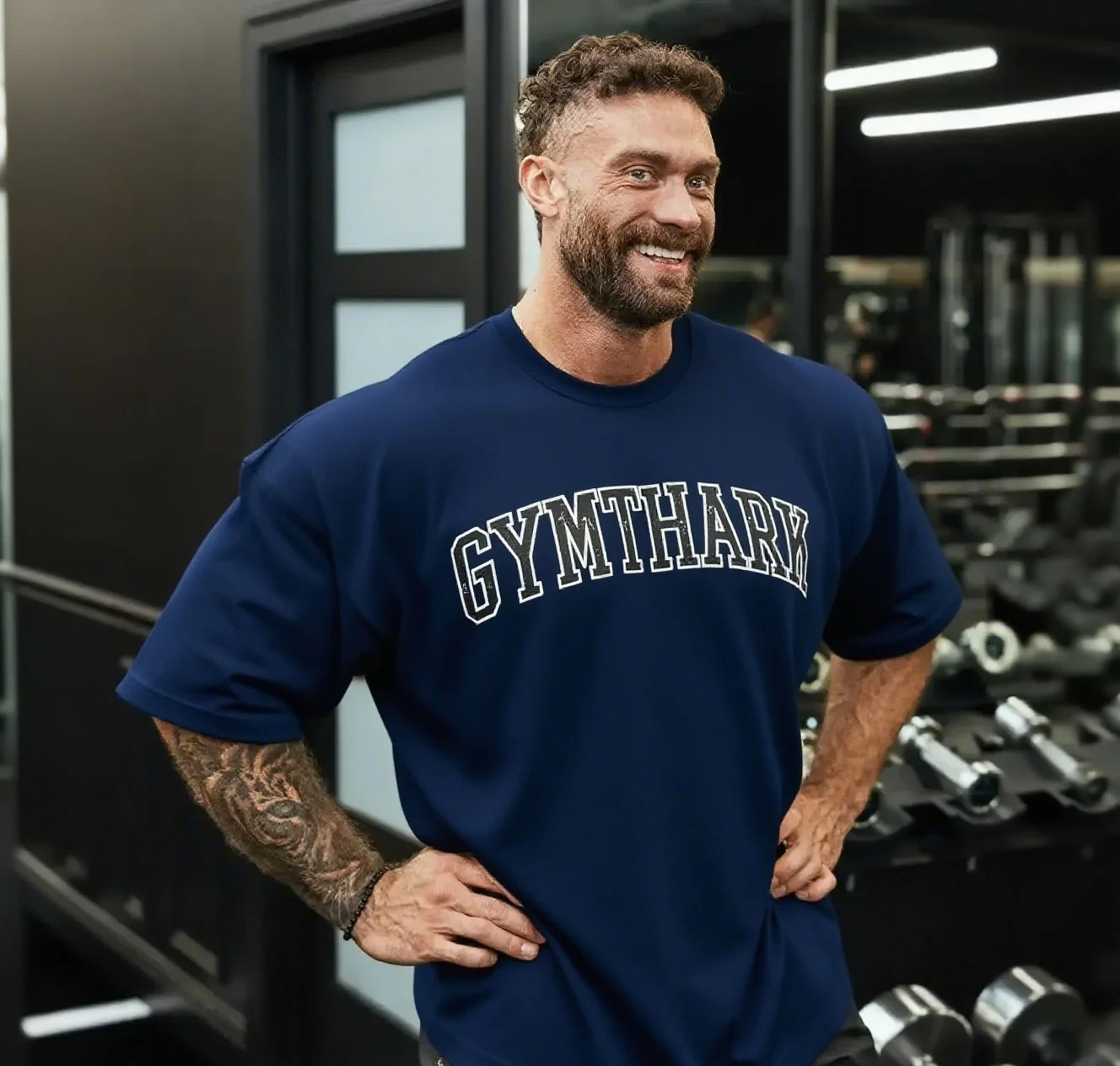 Super sized gym T-shirt GYMTHARK, daily exercise top, casual street wear S-4XL, breathable and comfortable, fast delivery