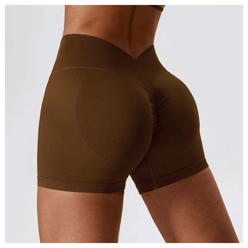 Hearuisavy Yoga Clothes Running  V Back Scrunch Sports Leggings Women High Waist Cycling Shorts Buttock Lift Gym Shorts Women