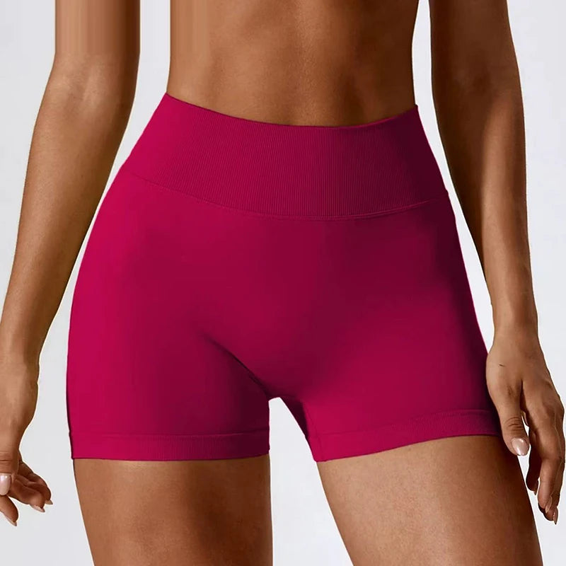 High Waisted Seamless Shorts Gym Shorts Women Fitness Sports Low Ribbed Band Workout Scrunch Butt Yoga Booty Running Short Pants