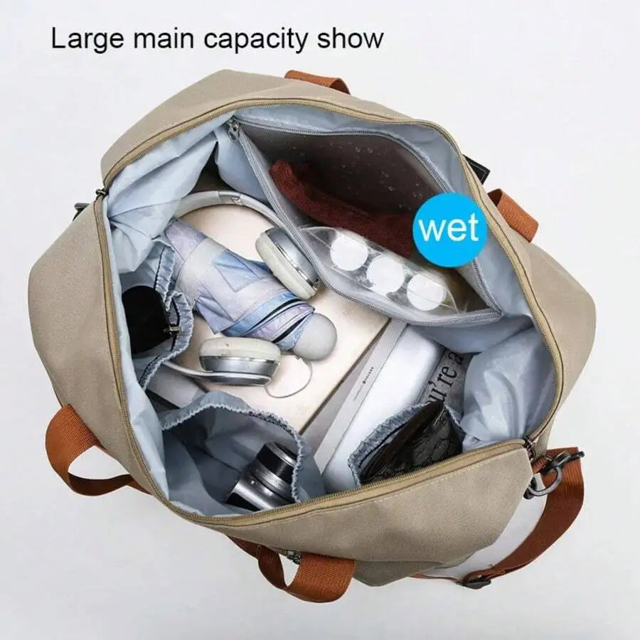 Travel Gym BagCarry On Weekender Duffle with Crossbody Shoulder StrapSports Fitness Bag for Overnight or Short Trips