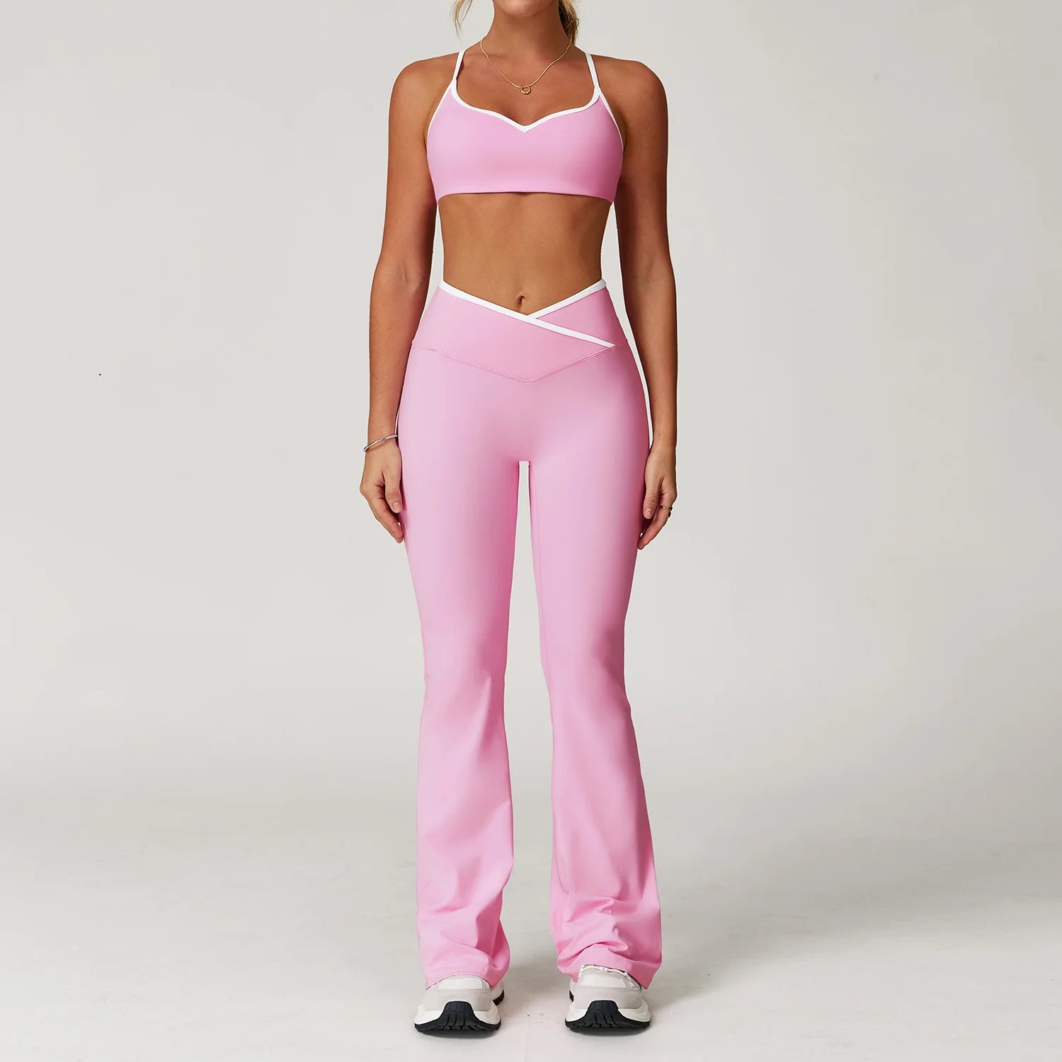 Yoga Set Workout Clothes 2 Pieces Women's Tracksuit Sportswear Gym Clothing High Waist Bell-bottoms Sexy Fitness Bta Sports Suit