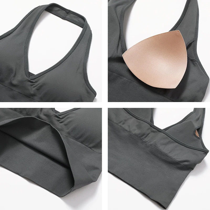 Ctenkevet New Women Bandeau Sports Bra Top Deportivos Mujer Gym Outdoors Workout Quick-Dry Vest Female Backless Tight Clothing