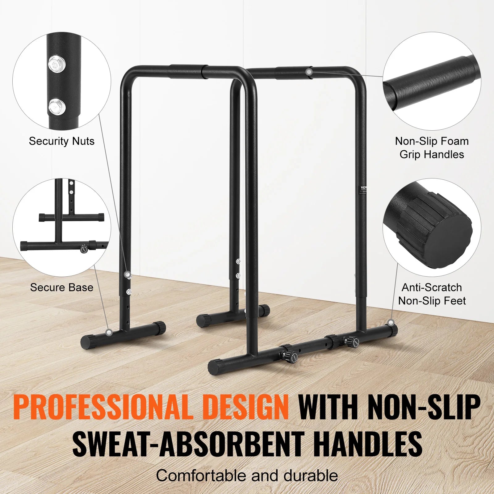 SucceBuy Dip Bar 440/500lbs Heavy Duty Dip Stand Station with Adjustable Height Fitness Workout Dip Bar Station Stabilizer