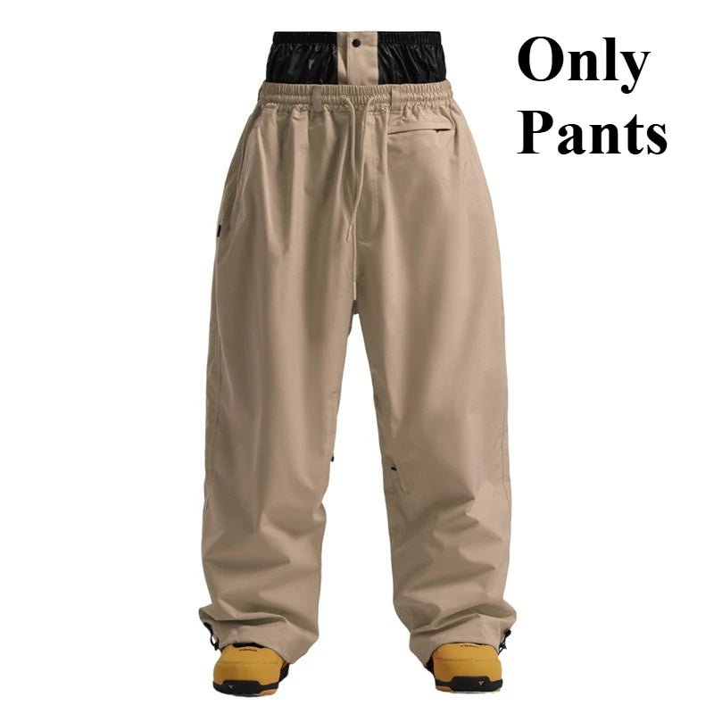 GSOU SNOW Super Baggy Snowboard Pants Winter Thermal Breathable Clothes Multi-pockets Men Loose Trousers Skiing Sports Britches