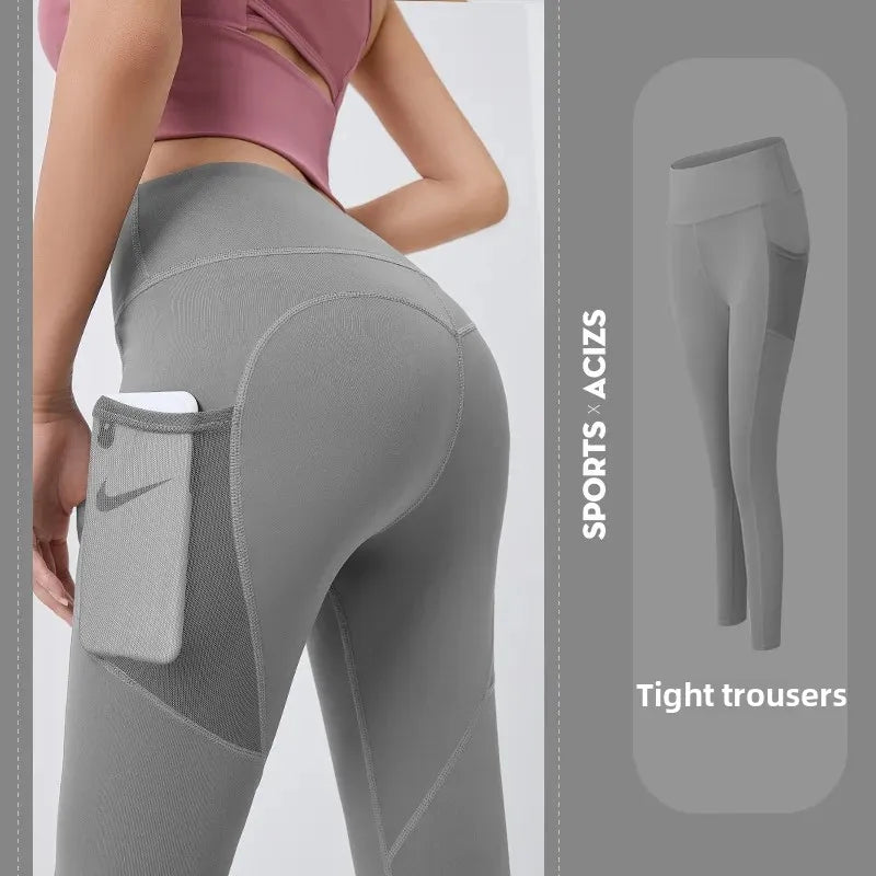 Training Leggings with Pockets for Women - High Elastic Yoga Pants Tummy Control High Waist 4-Way Stretch Gym Workout  Athletic