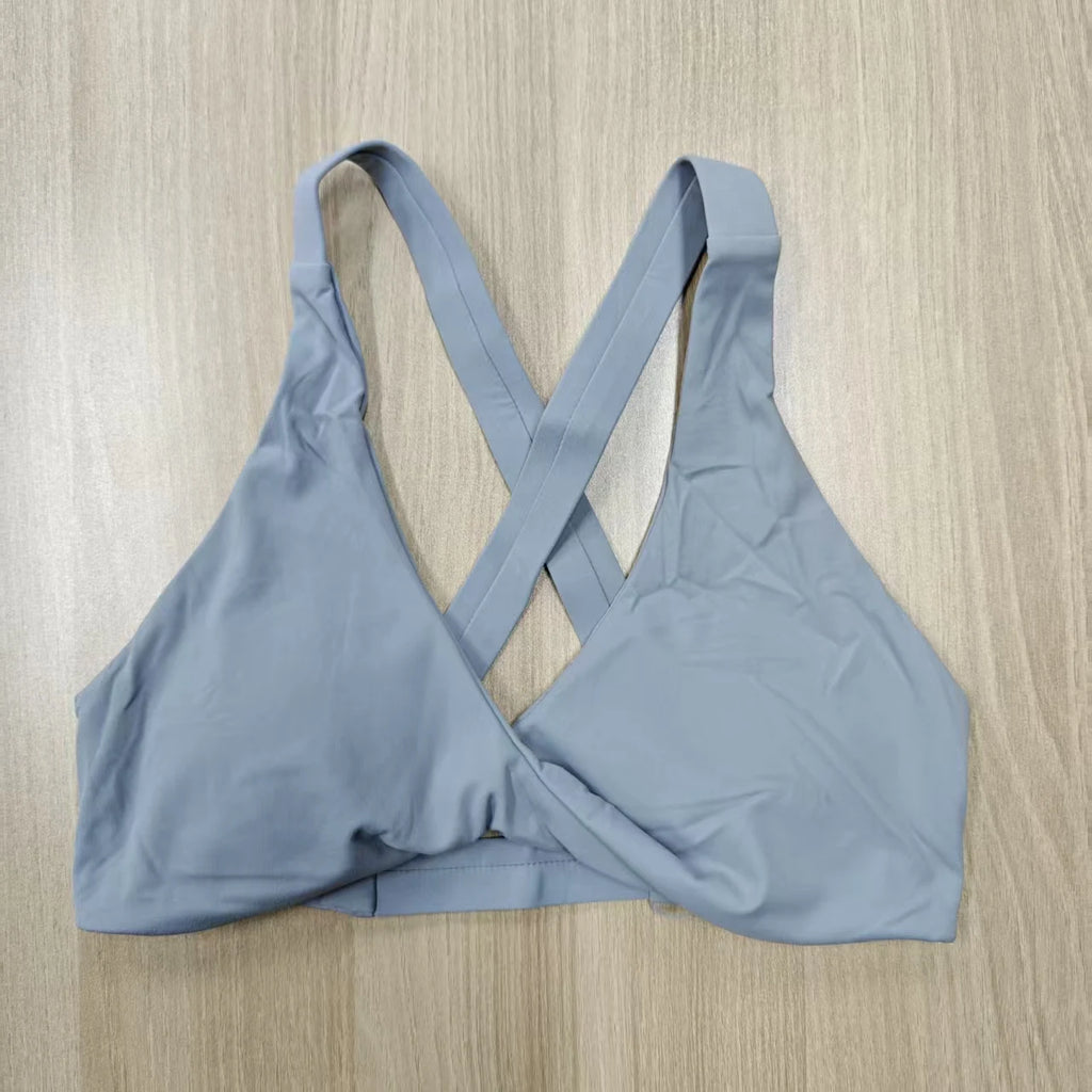 SHINBENE Women's Twist Workout Sports Bras Back Cross Padded Low Impact Fitness Bra Yoga Crop Tops