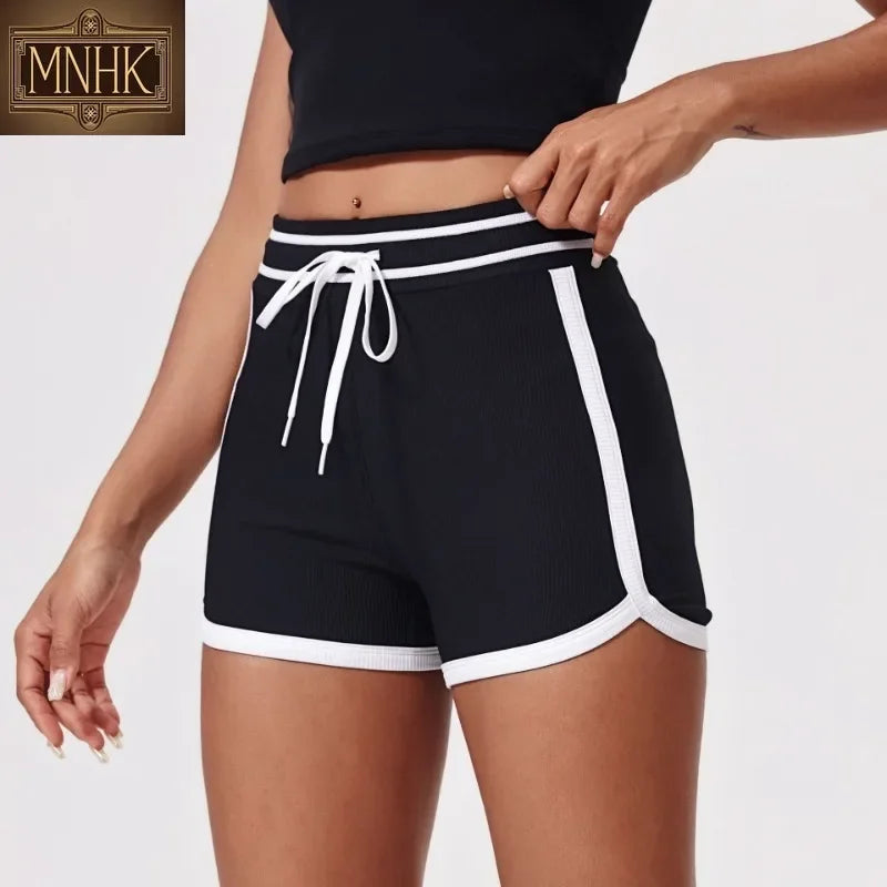 Contrast Color Nude High Waist and Thin Yoga Shorts Peach Tight Hip Lift Shorts Women's Wear Sports Fitness Pants