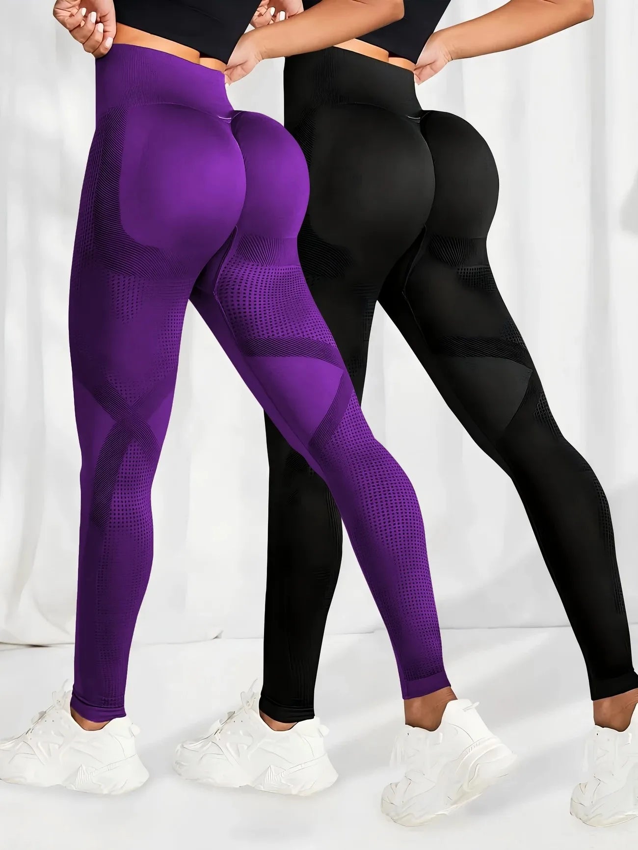 Breathable High-Waisted Yoga Leggings For Women Solid Color Tummy Control Sportswear Comfortable Fitness Gym Tights Activewear