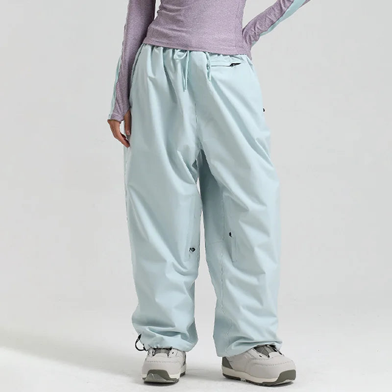 New Winter Solid Color Men's Outdoor Leisure Sports Warm Breathable Snow Pants Women's Loose Windproof Waterproof Ski Pants