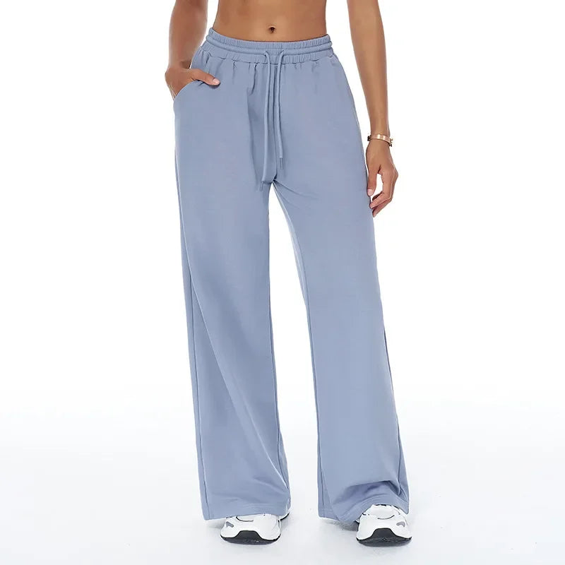 Winter Yoga Pants Women's High Waist Wide Leg Sports Leggings Gym Fitness Straight Pants Pocket Casual Loose Outdoors Sweatpants