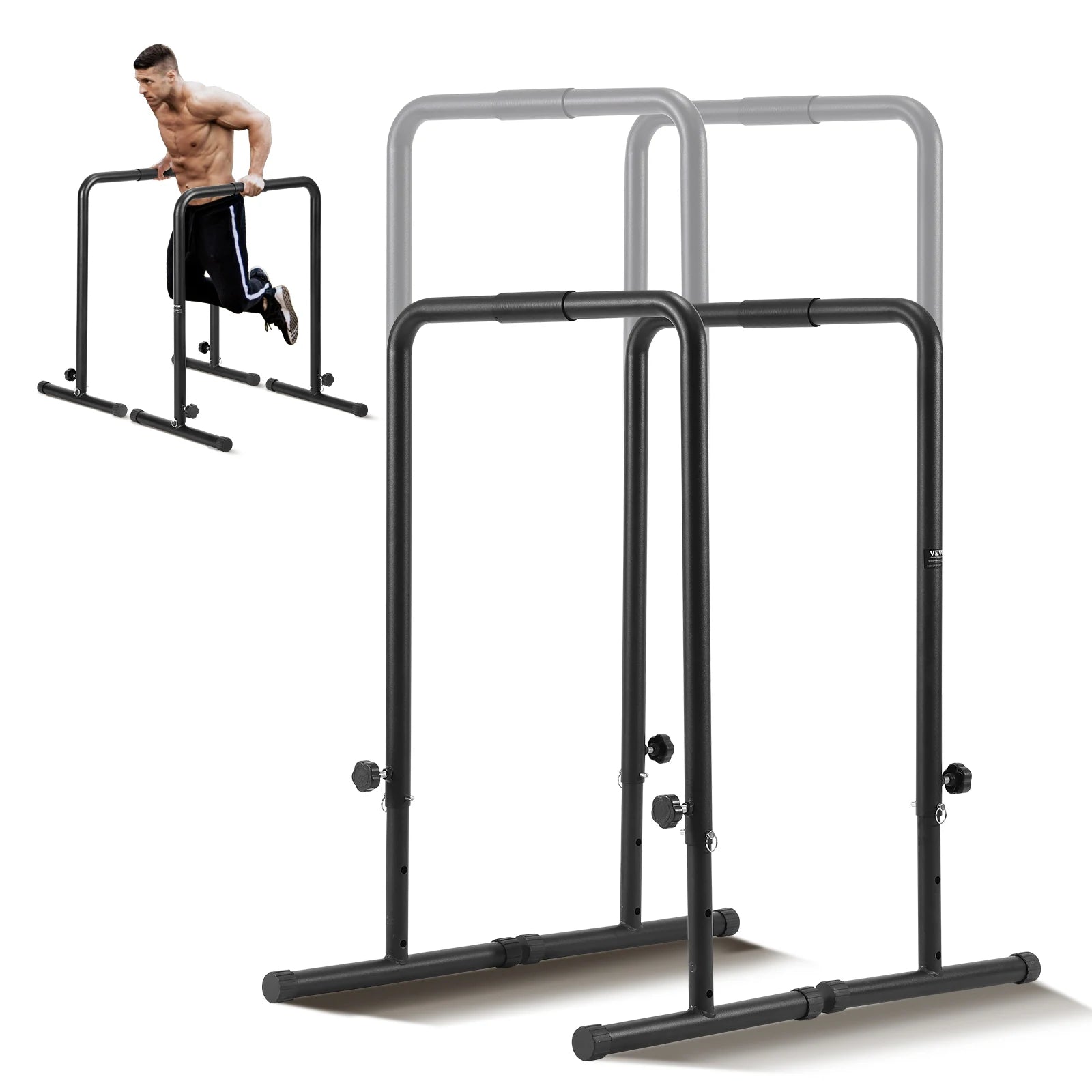 SucceBuy Dip Bar 440/500lbs Heavy Duty Dip Stand Station with Adjustable Height Fitness Workout Dip Bar Station Stabilizer