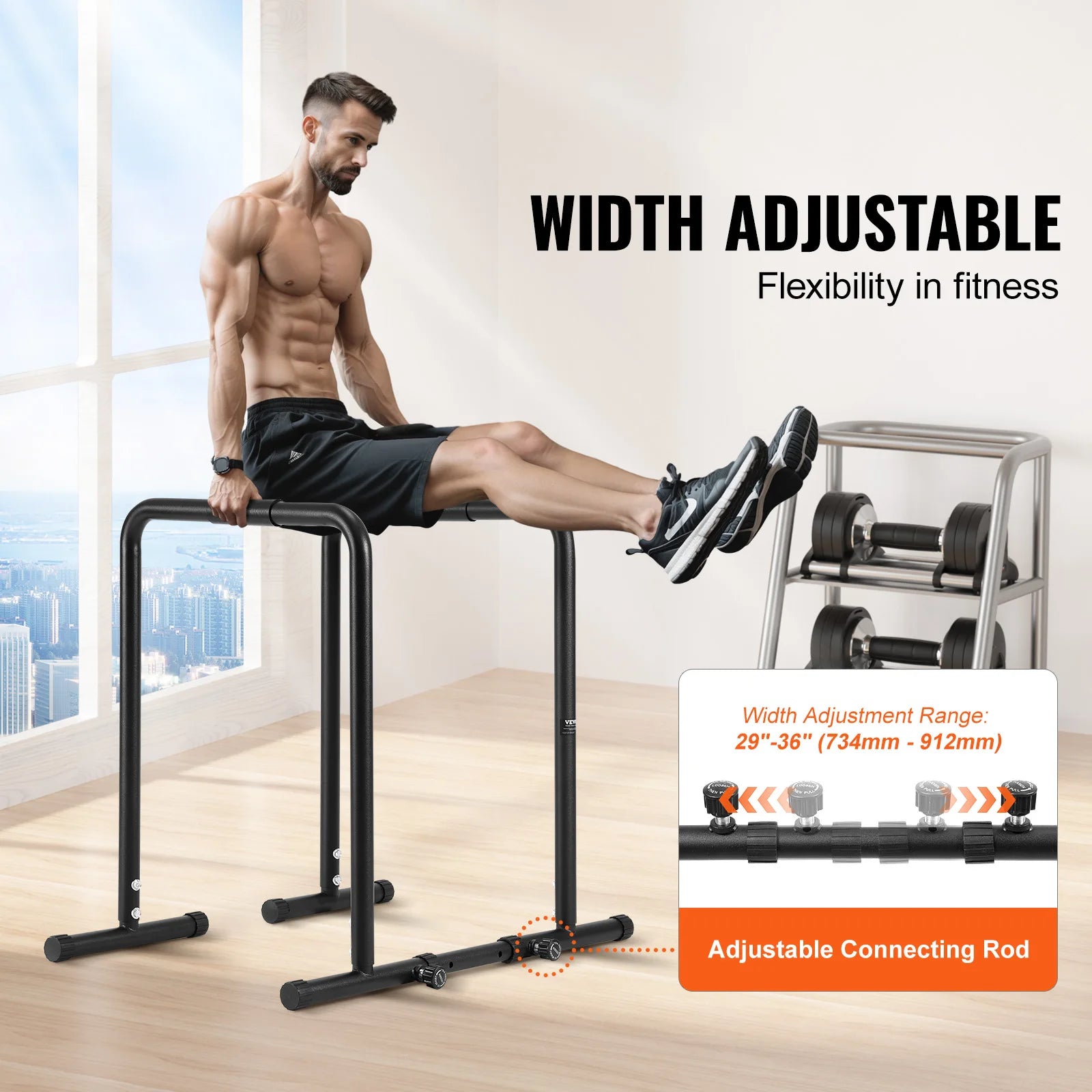 SucceBuy Dip Bar 440/500lbs Heavy Duty Dip Stand Station with Adjustable Height Fitness Workout Dip Bar Station Stabilizer