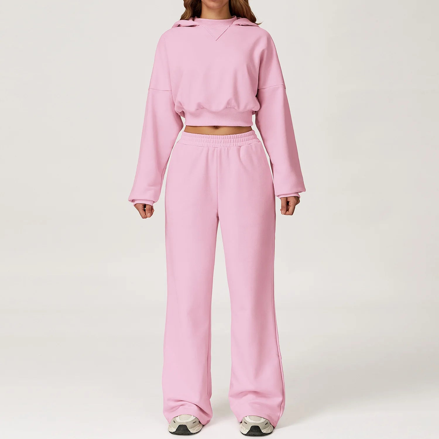 Winter Hooded Sweatshirt Set 2-piece Casual Outdoor Long Sleeved Loose Yoga Set Women's Casual Running Sportswear