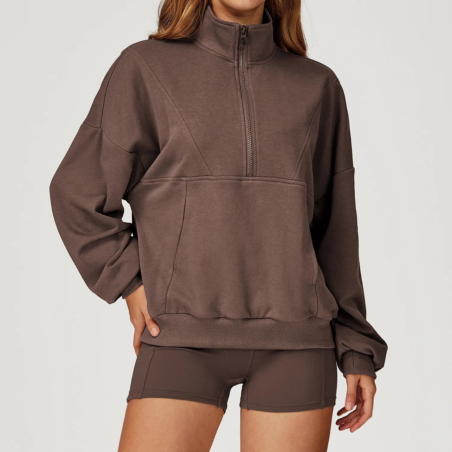 Hearuisavy Sports Jackets Women Gym Workout Tops Relaxed Fit Comfort Windproof Thermal Half-Zip Long Sleeve Fitness Sweatshirts