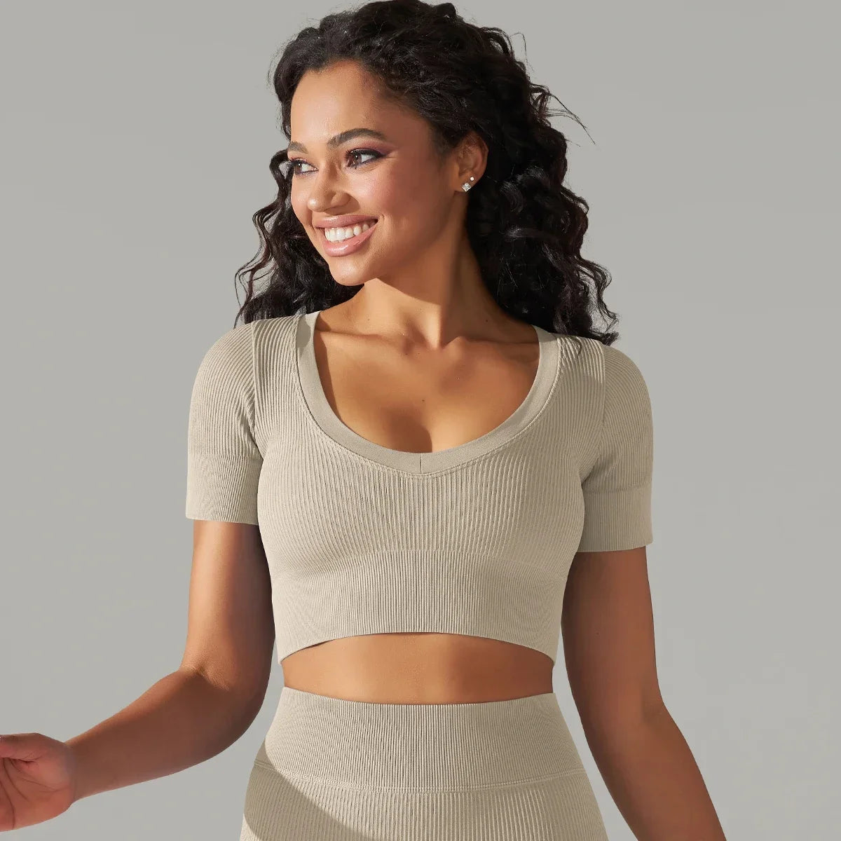 Women's Short Sleeve Shirts Seamless Crop Top Yoga Shirt Woman Sports Top T-shirts Detailing Workout Activewear Yoga Tops