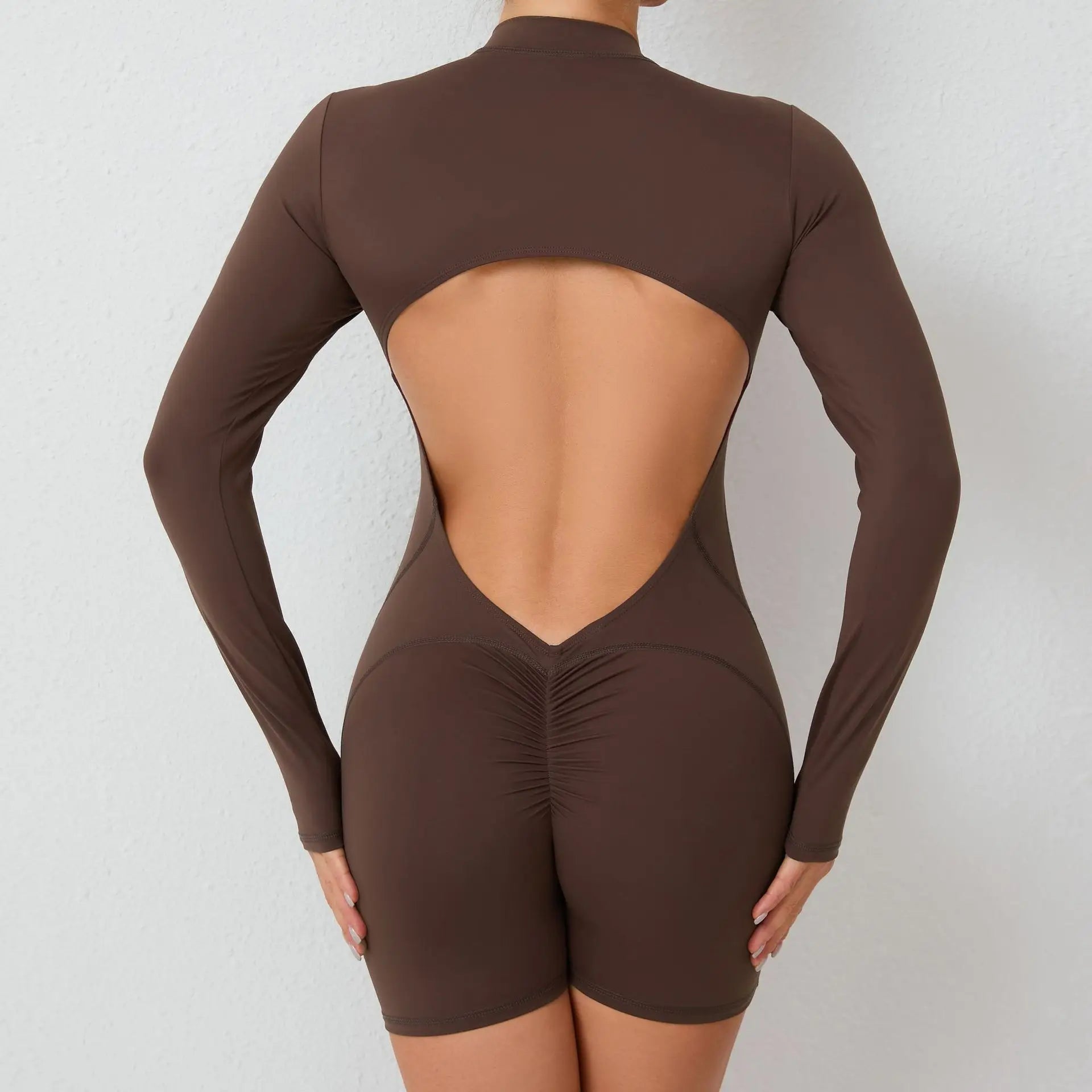 Hollowed-out Back Half Zipper Onesie Each Hip Exercise Fitness Big Backless Quick Dry One-piece Yoga Suit