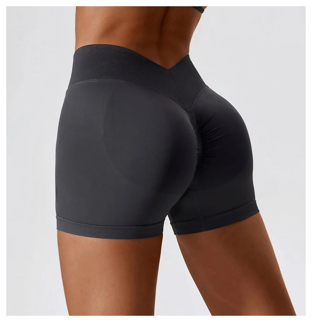 Hearuisavy Yoga Clothes Running  V Back Scrunch Sports Leggings Women High Waist Cycling Shorts Buttock Lift Gym Shorts Women