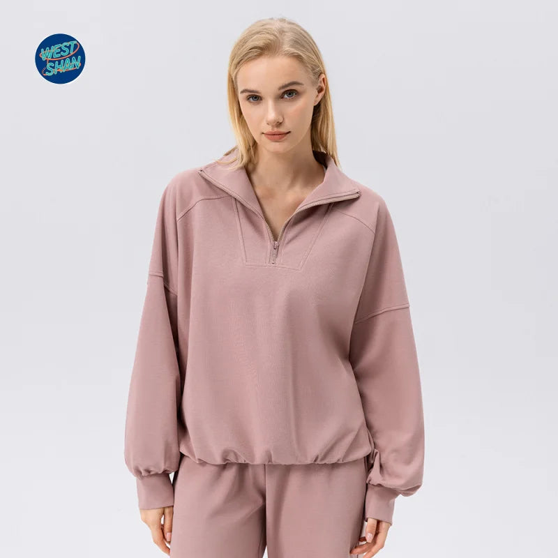 WESTSHAN Top Quality Autumn Winter Sports Sweatshirt Women Half-Zip Fitness Long Sleeve Casual Outdoor Running Hoodie Jacket
