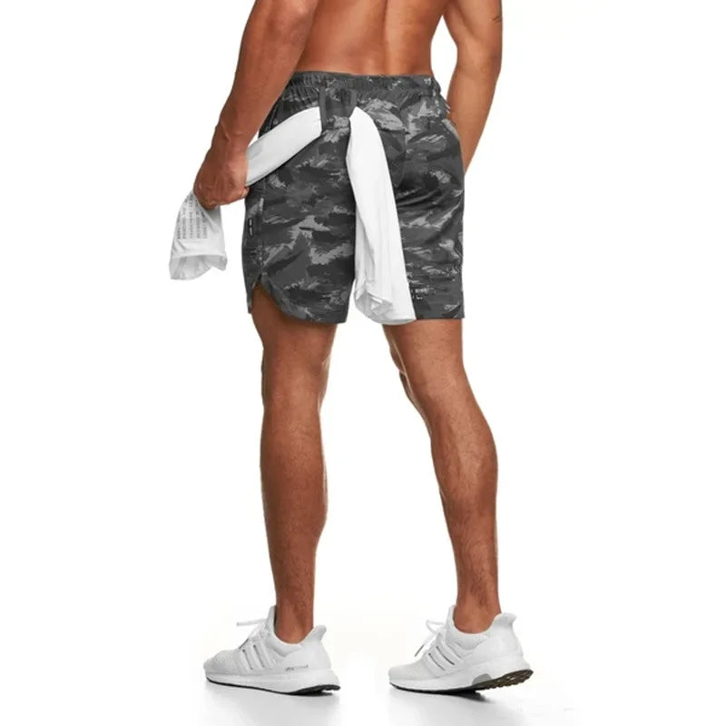 Mesh Summer Camo Shorts Men's Ice Silk Slacks Casual Medium Shorts Beach Pants Running Sports Quarter Pants