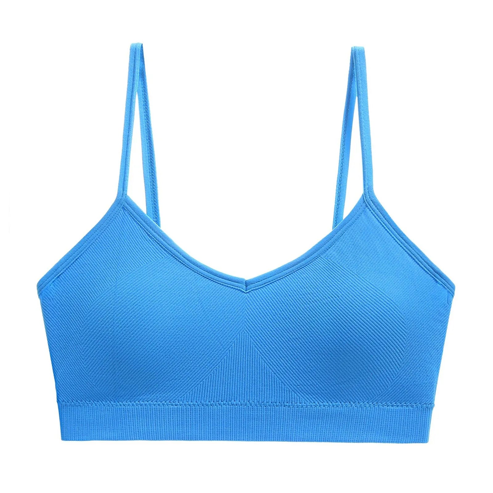 Ladies' Basic Solid Color Workout Yoga Crop Top with Chest Pad Spaghetti Strap Seamless Bralette Wire Free Stretch Camisole Vest
