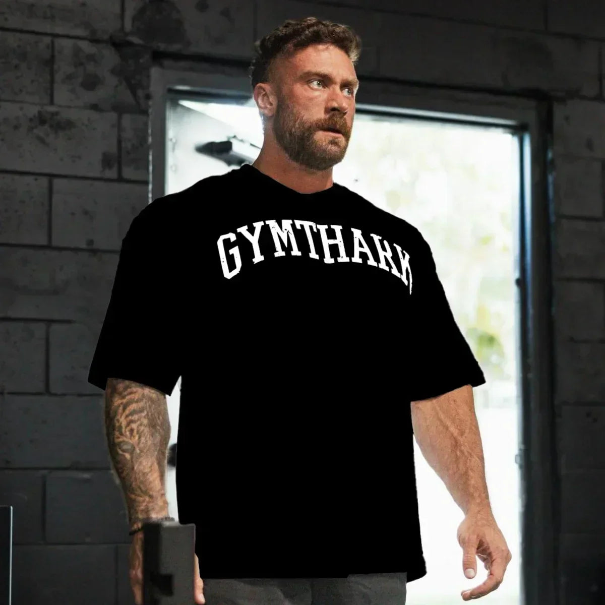 Super sized gym T-shirt GYMTHARK, daily exercise top, casual street wear S-4XL, breathable and comfortable, fast delivery