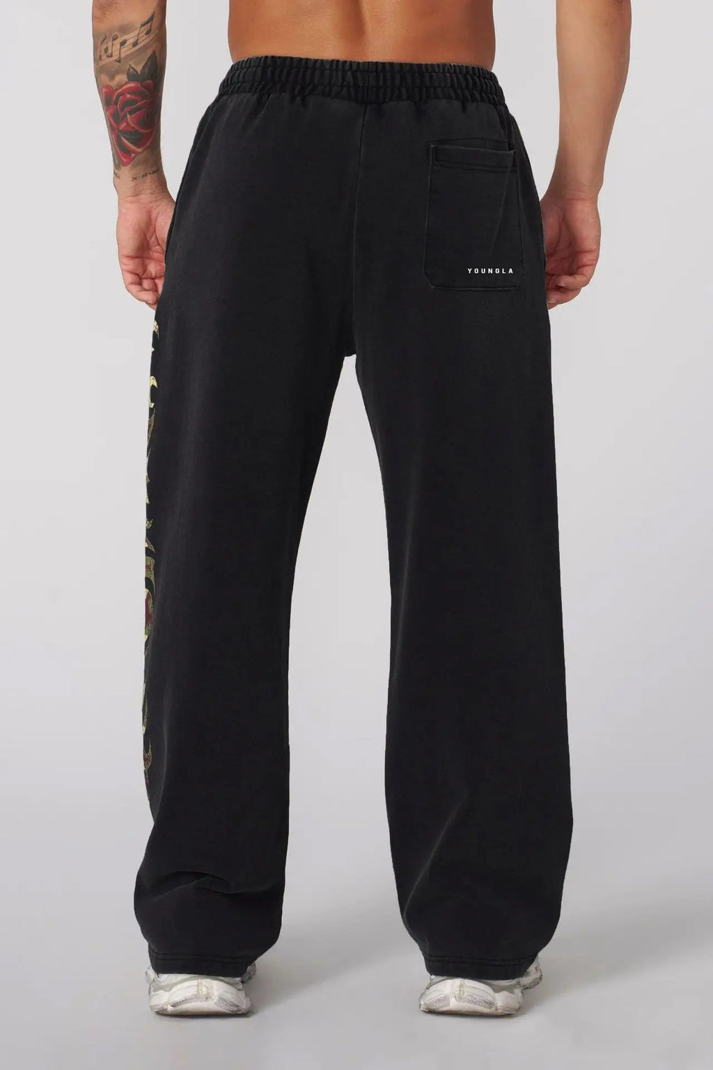 YONGLA American Trendy Brand Men's Sports Pants Gym Fitness Loose Straight Tube Printed Casual Pants