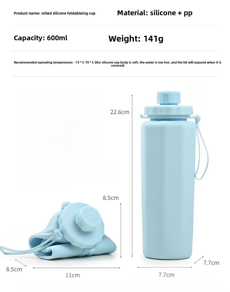 2025 New Silicone Sports Kettle Portable Anti-drop High Temperature Foldable Food Grade Silicone Water Cup Water Bottles