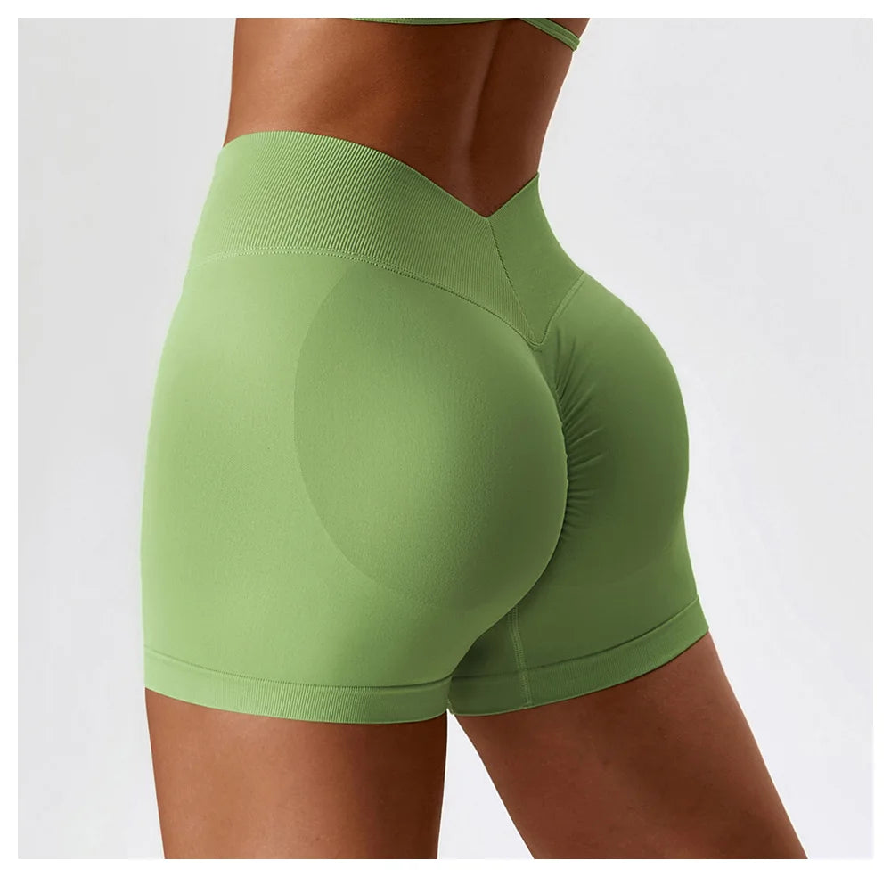Hearuisavy Yoga Clothes Running  V Back Scrunch Sports Leggings Women High Waist Cycling Shorts Buttock Lift Gym Shorts Women