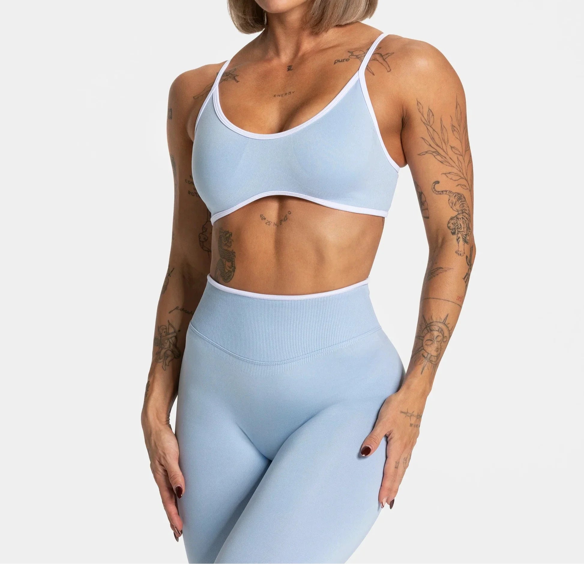 Summer Women's Solid Color Gym Sports Bra Sexy Backless Knitted Bra with Chest Cushion Suspender Bra Yoga Fitness Top