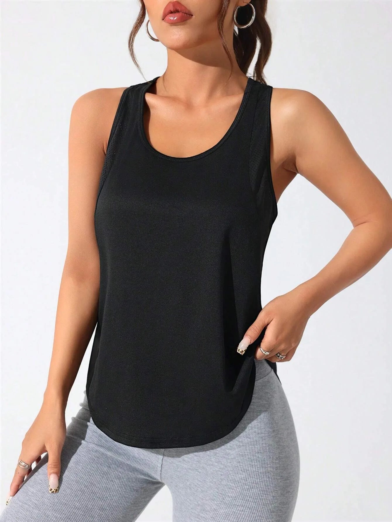Women's stitched letters quick-drying sports vest, breathable net yoga sportswear, tennis uniform cycling suit, daily wear