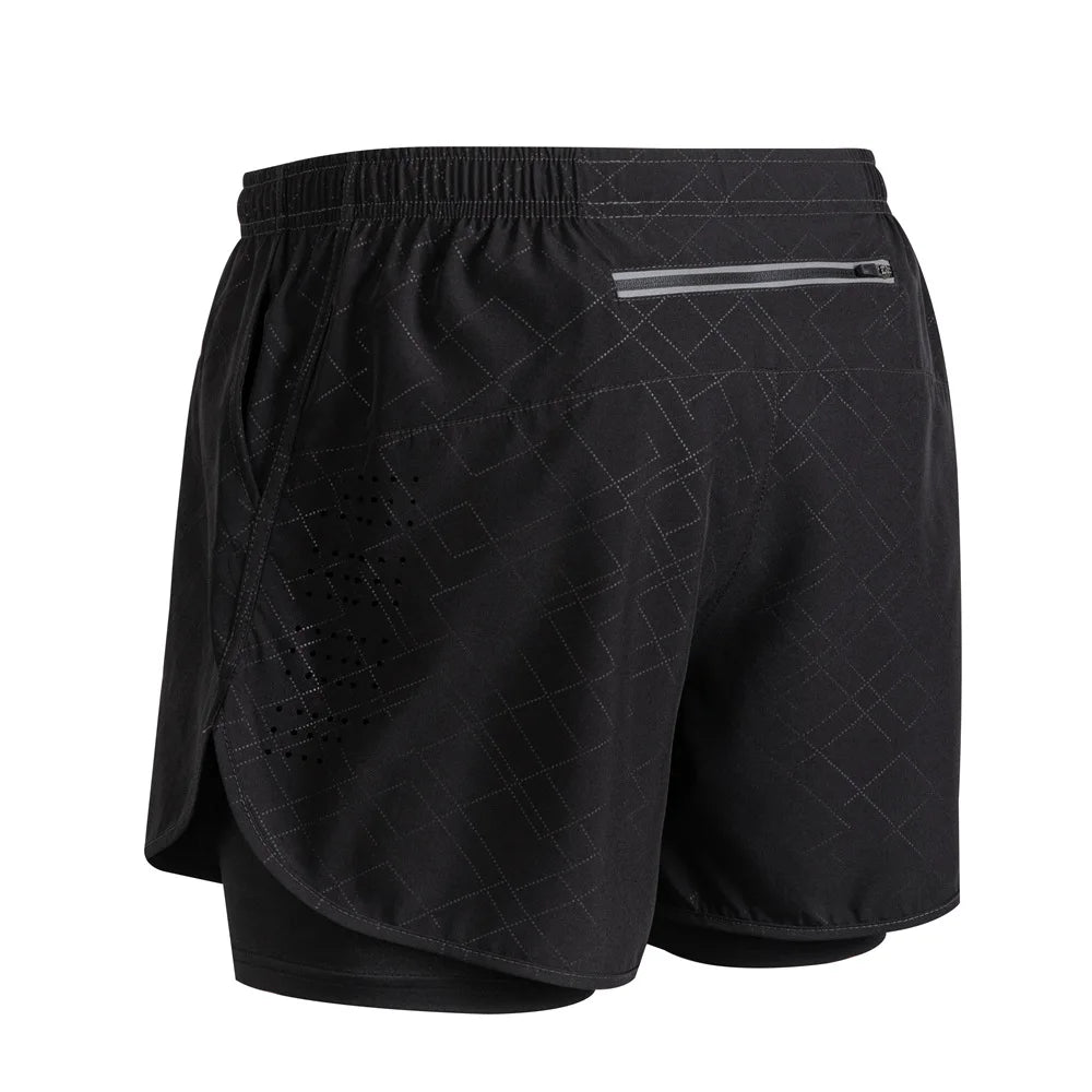 Men's Running Shorts 2 In 1 Fitness Black Double Layer Shorts Workout Training Gym Running Sport Short Pants Summer Shorts Men