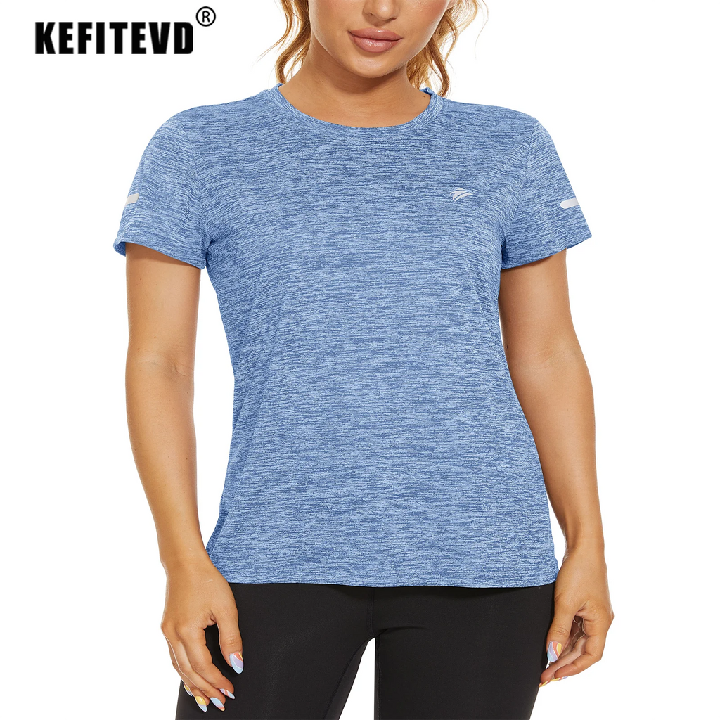 KEFITEVD Short Sleeve T-Shirt Quick Dry Athletic Shirts Women's Casual Workout Gym Yoga Shirt Training Running Jogging T Shirt