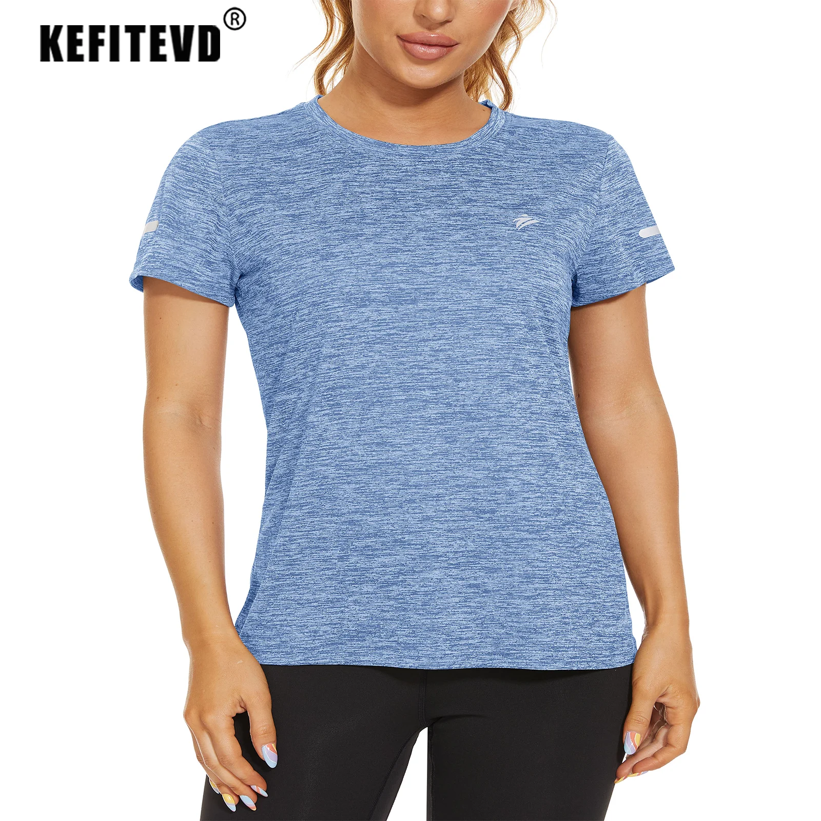 KEFITEVD Short Sleeve T-Shirt Quick Dry Athletic Shirts Women's Casual Workout Gym Yoga Shirt Training Running Jogging T Shirt