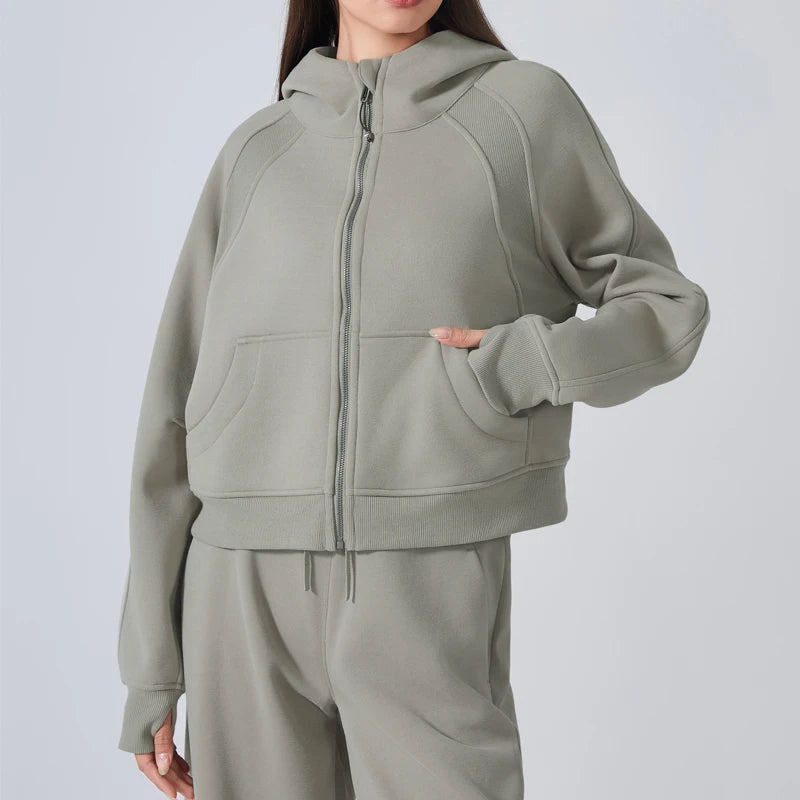 VITALINOVO Women's Zip Up Hoodies Fleece Workout Jackets Sweatshirts Athletic Casual Long Sleeve Sweatshirts with Thumb Holes
