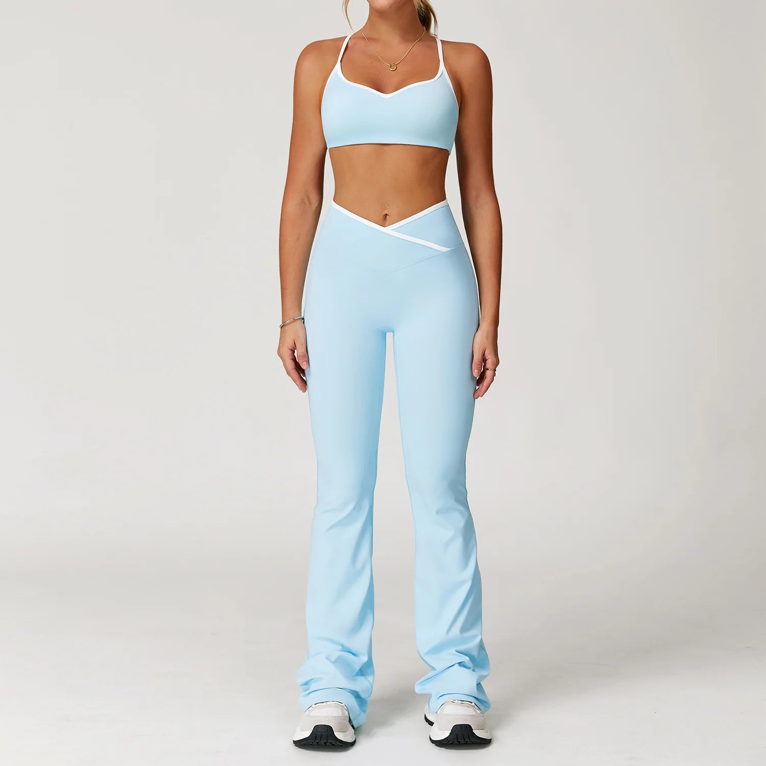 Yoga Set Workout Clothes 2 Pieces Women's Tracksuit Sportswear Gym Clothing High Waist Bell-bottoms Sexy Fitness Bta Sports Suit
