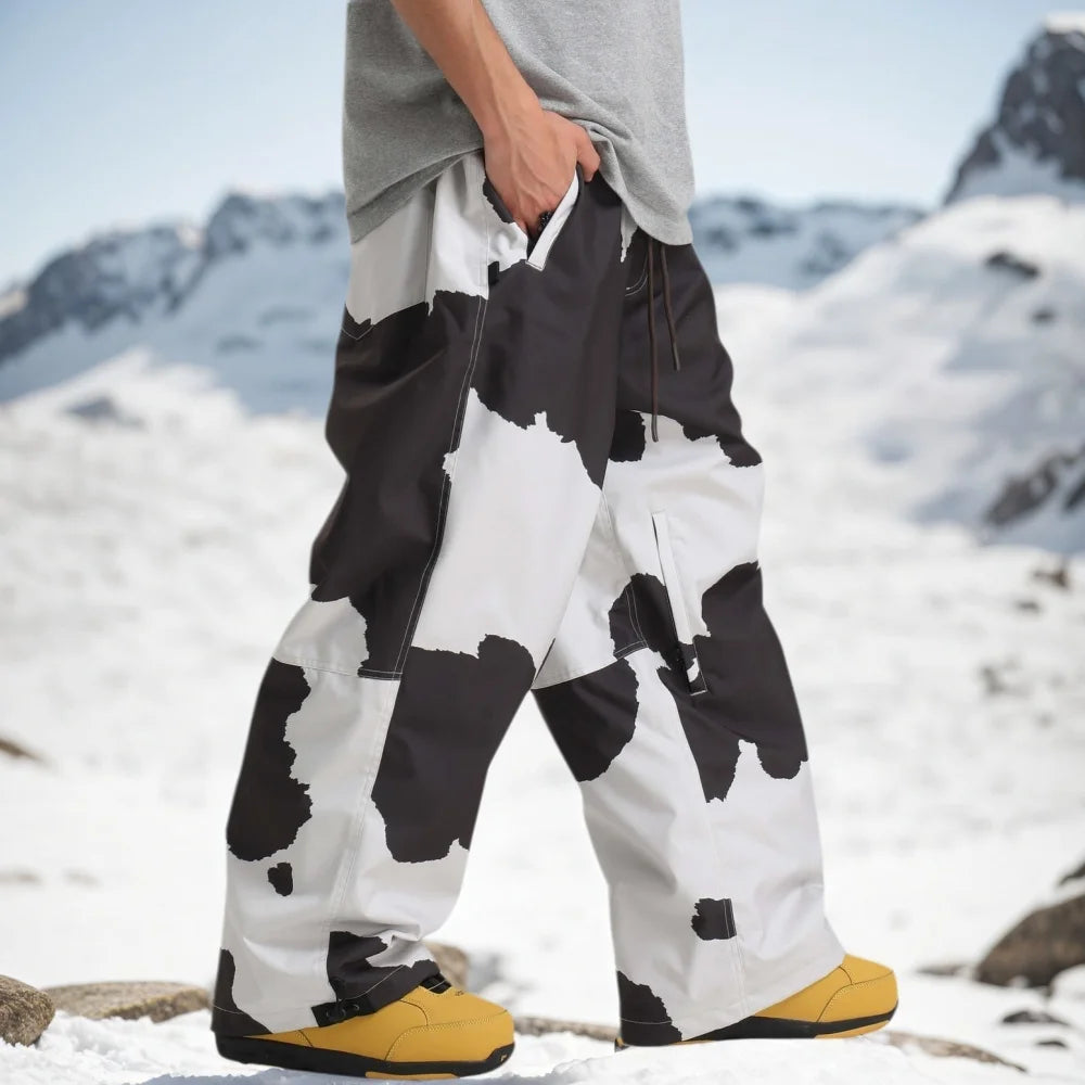 GSOU SNOW Super Baggy Snowboard Pants Winter Thermal Breathable Clothes Multi-pockets Men Loose Trousers Skiing Sports Britches
