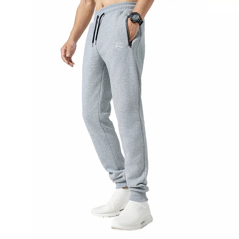 Men Elastic Running Training Pants Side Zipper Pockets Sport Trouser Jogging Sweatpants Basketball Gym Fitness Pants Man Sports