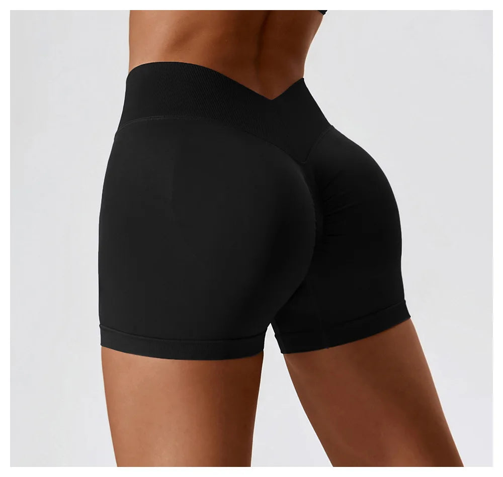 Hearuisavy Yoga Clothes Running  V Back Scrunch Sports Leggings Women High Waist Cycling Shorts Buttock Lift Gym Shorts Women