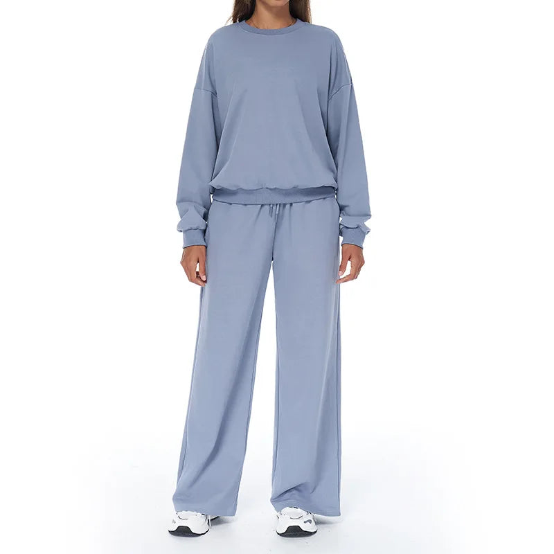 Yoga Set 2PCS Winter Casual Sports set for Women High Waist wide Legs Long Sleeves Running Fitness Leisure set Women Fitness Set