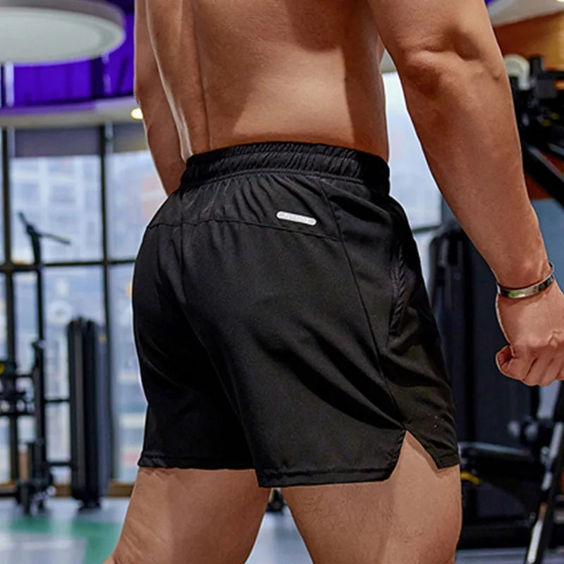 New Summer Running Shorts Men's Sports Jogging Gym Fitness Shorts Training Quick-drying Sports Zipper Pocket Male Cropped Pants