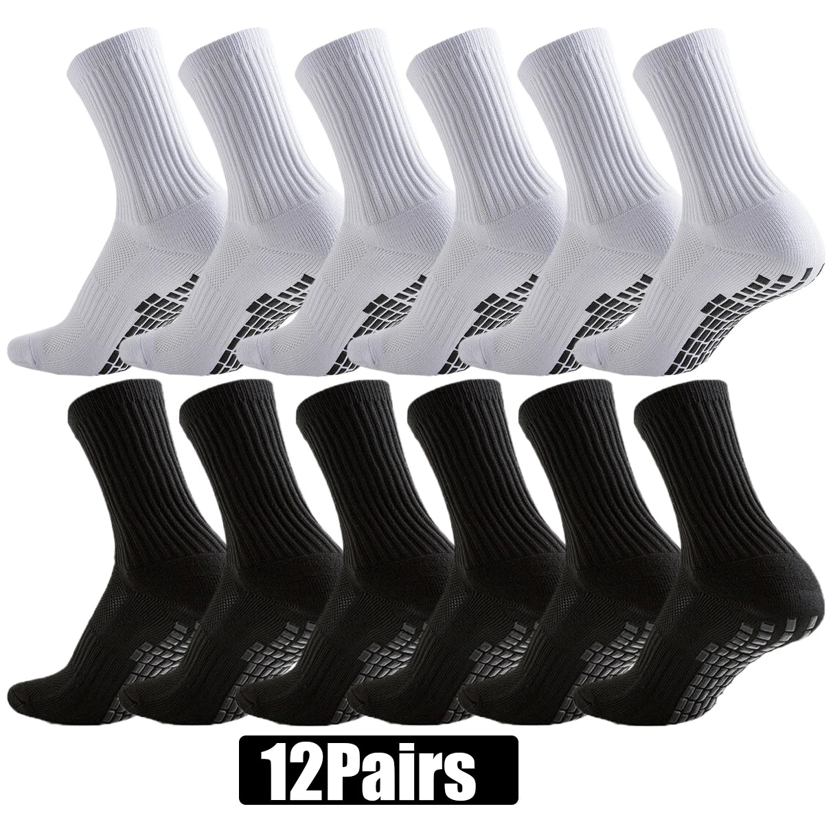 12Pairs Non-Slip Athletic Socks for Men Women Football Basketball Soccer Cycling Hiking Skateboard Sports Socks