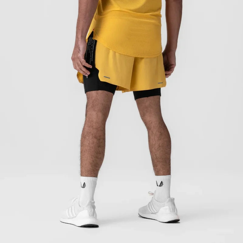 2025 NEW Summer Quick Dry Sports pants Basketball Elastic Double-deck Shorts Men Running Gym Fitness printing Jogger Short Pants