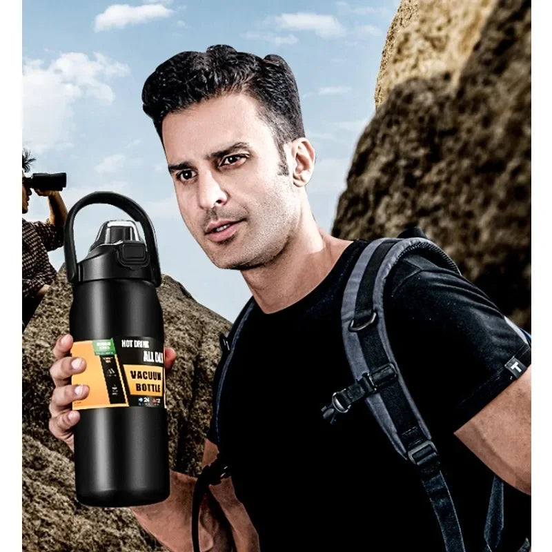 26oz/33oz/40oz/50oz outdoor insulated 304 stainless steel insulated cup vacuum bottle dual drinking method sports water bottle