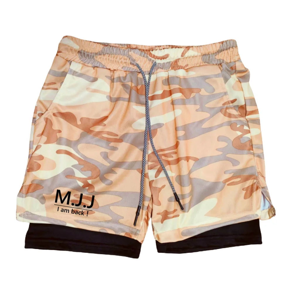 Double-layer Sports Shorts Basketball fitness Bottoms gym workout mesh tight-fitting shorts for men Sportswear 2026 summer