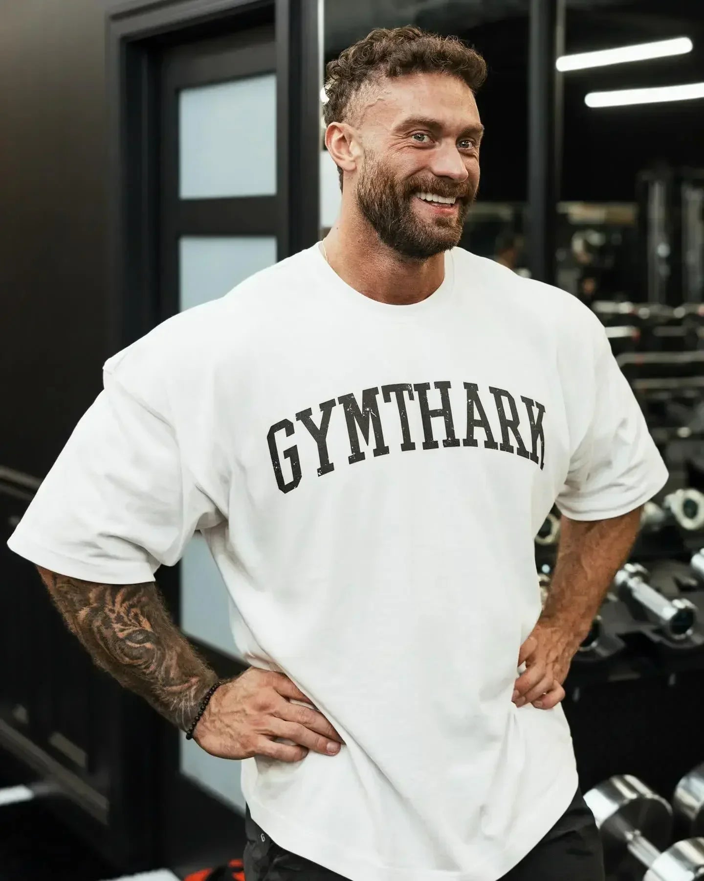 Super sized gym T-shirt GYMTHARK, daily exercise top, casual street wear S-4XL, breathable and comfortable, fast delivery