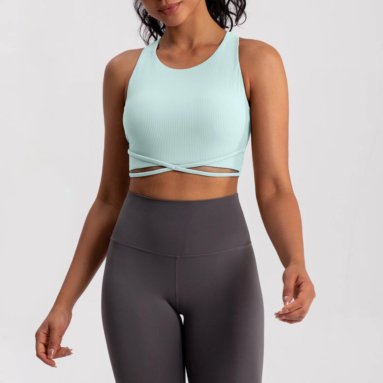 Yoga Tank Top Ribbed Fitness Yoga Underwear Women's Sports Bra Push Up Fitness Bra Running Gym Fitness Tops